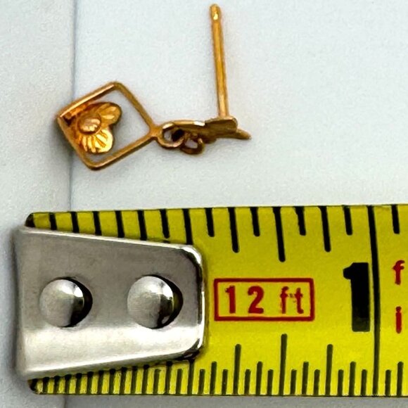 Vtg 12K GF Earrings 14K Gold Posts Tigers Eye Stone Open Diamond Design Pierced - Picture 7 of 8